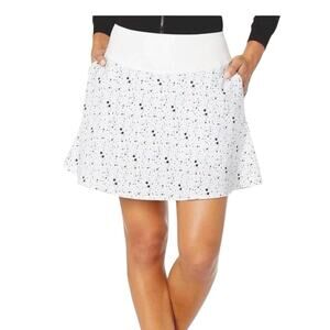 NWT Puma Power Shape UPF 50+ White Blue Athletic Polka Dot Skirt Skort Womens XL